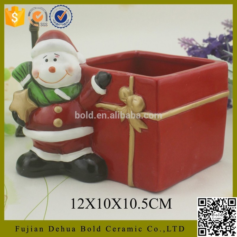 雪だるまデザインセラミッククリスマスフラワーポットで屋内装飾-クリスマスデコレーション用品問屋・仕入れ・卸・卸売り