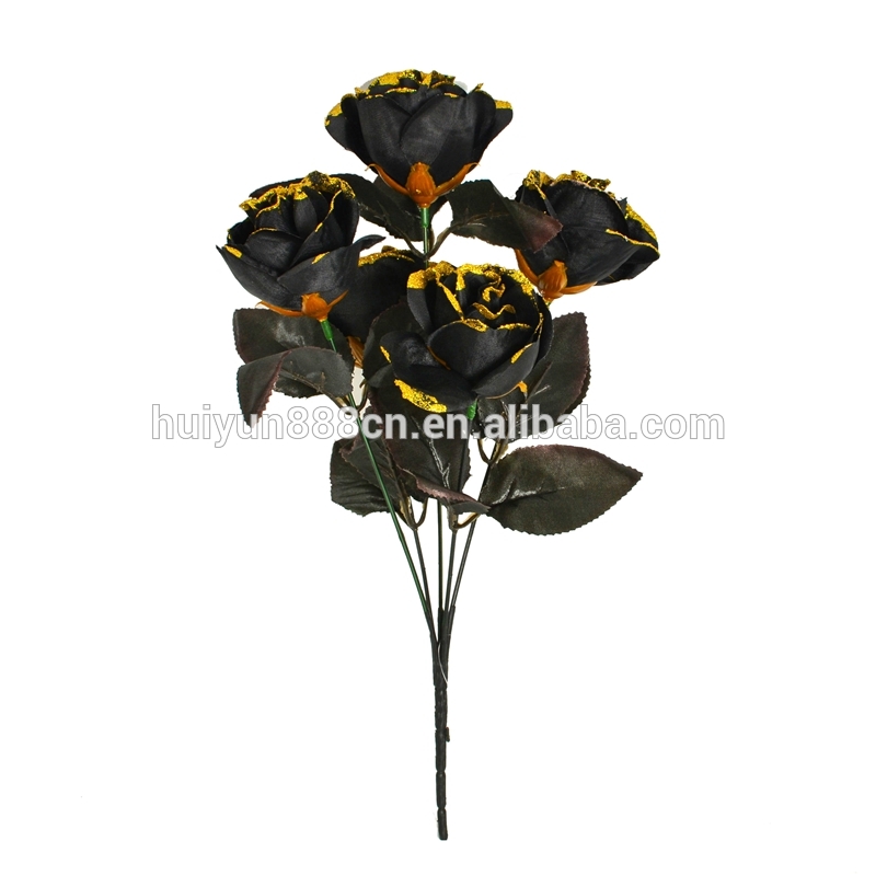 安いブラックゴールデンエッジローズ人工シルク花用卸売-装飾用花&花網問屋・仕入れ・卸・卸売り