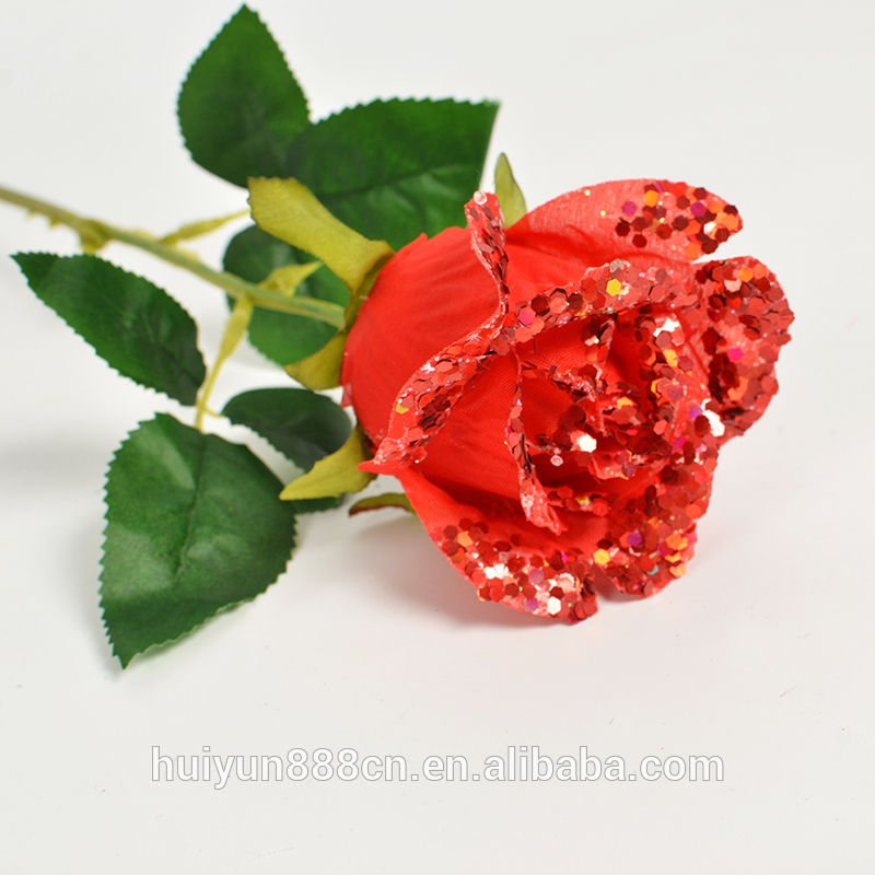 短い茎手作りの赤い絹のためのバラ人工fower手配-装飾用花&花網問屋・仕入れ・卸・卸売り