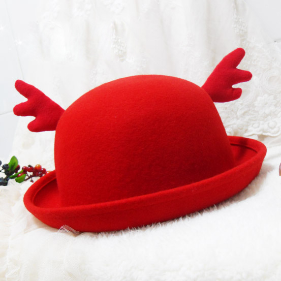 クリスマスのトナカイのデコレーション新しいarrvial羊毛フェルトフェドーラ帽子-クリスマスデコレーション用品問屋・仕入れ・卸・卸売り