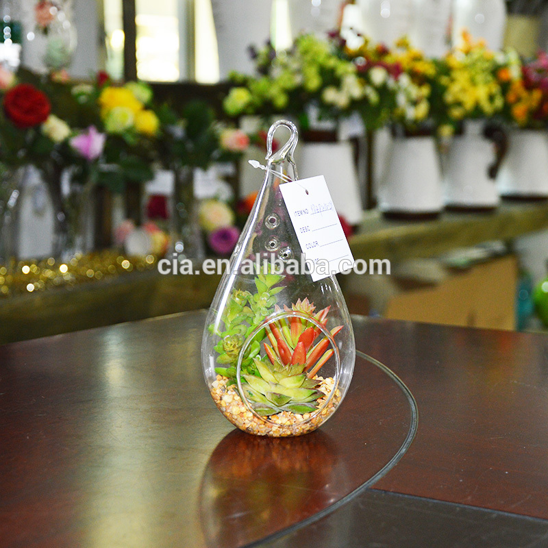 ジューシーな人工植物植物吊りガラステラリウム-ガラス製品問屋・仕入れ・卸・卸売り