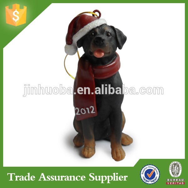 中国工場odm/ロットワイラーoemの樹脂の犬のクリスマスの飾り-クリスマスデコレーション用品問屋・仕入れ・卸・卸売り