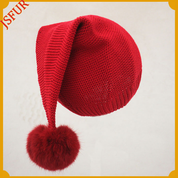 クリスマスベイビー赤綿ニット帽pompoms三角形かわいいウサギの毛皮の帽子-クリスマスデコレーション用品問屋・仕入れ・卸・卸売り