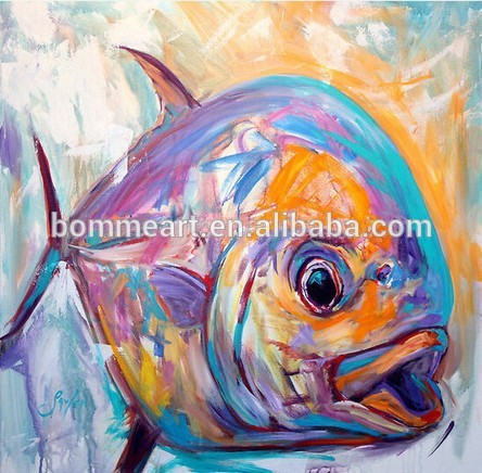 新しいスタイルの油絵キャンバスアートの魚-絵画＆カリグラフィー問屋・仕入れ・卸・卸売り