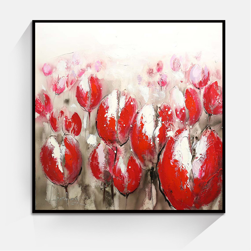 Jc新しいスタイル抽象ホーム装飾リビングルーム赤い花グループキャンバス油絵-絵画＆カリグラフィー問屋・仕入れ・卸・卸売り