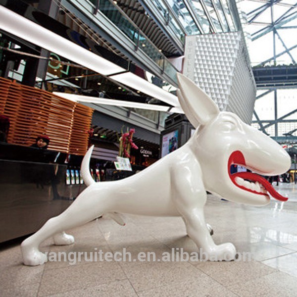 カスタムハウリング白い犬の像彫刻プラザ装飾-樹脂工芸品問屋・仕入れ・卸・卸売り