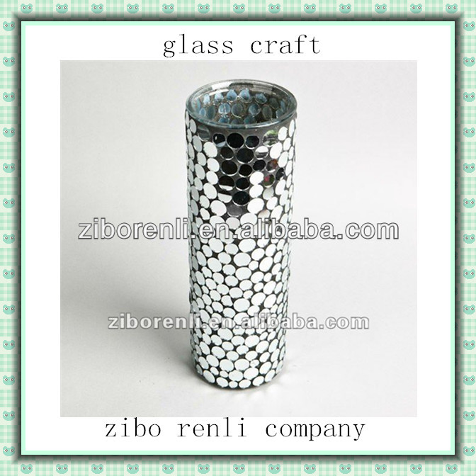 ミラーモザイクガラスクラフトシルバー手作り安いシリンダー花瓶中国製-民芸品問屋・仕入れ・卸・卸売り