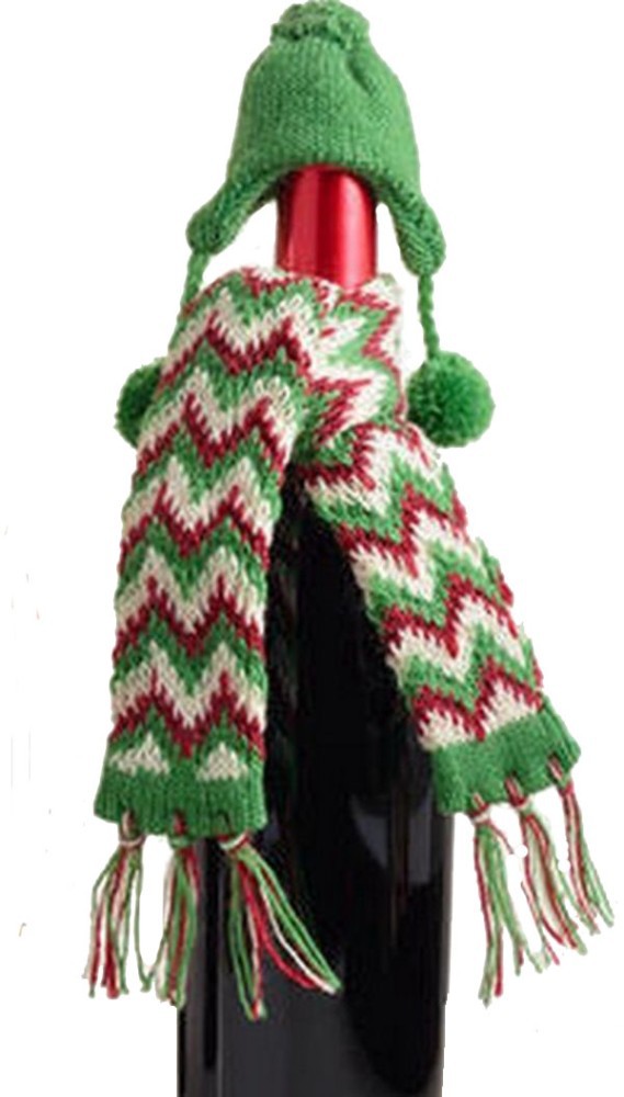 ワインボトルカバーキャップとスカーフニットスーパーギフトの装飾の手-クリスマス用品問屋・仕入れ・卸・卸売り