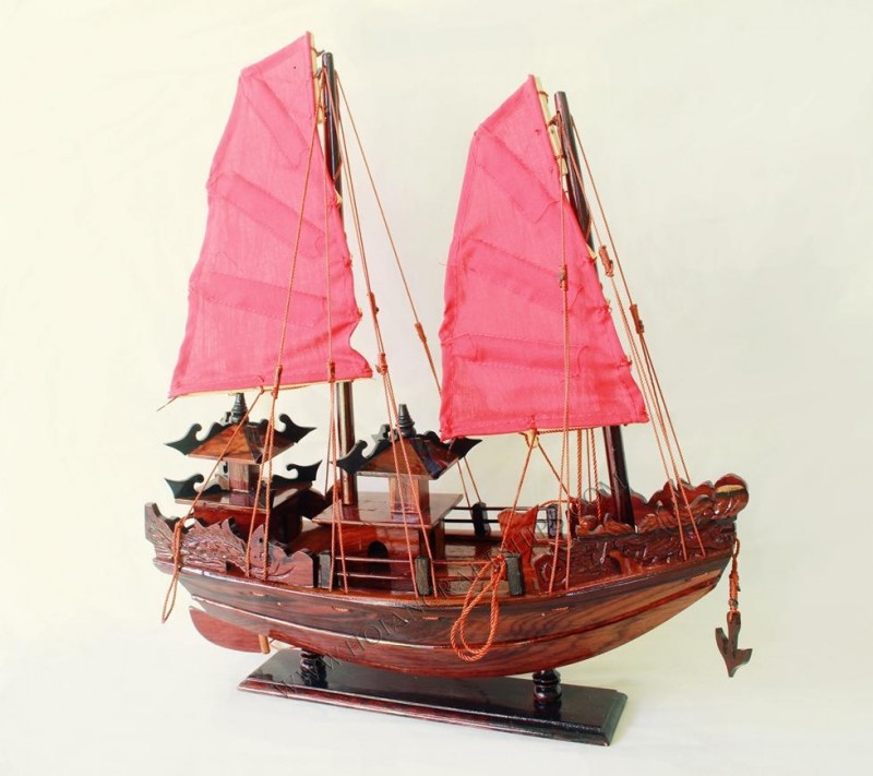 Ha長いベイジャンクで赤い帆、特別ギフトからベトナム-木製船のモデル-記念品問屋・仕入れ・卸・卸売り
