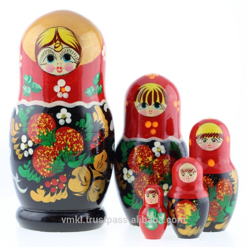 voznesenskaya入れ子人形マトリョーシカ、 5巣、 ロシアの木製入れ子人形、 ms0503plak-民芸品問屋・仕入れ・卸・卸売り