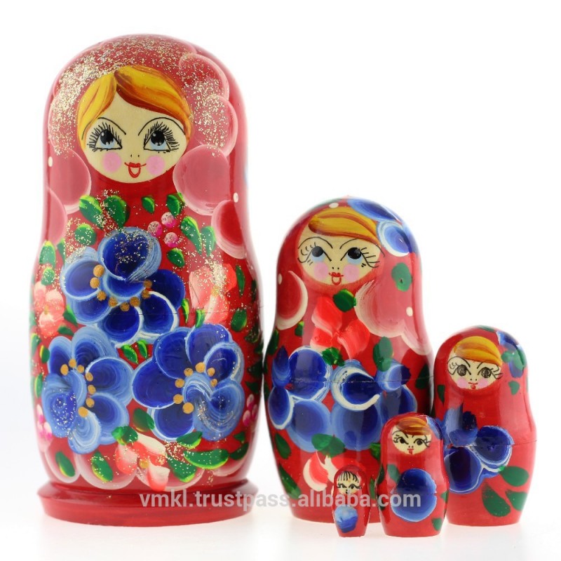 voznesenskaya入れ子人形マトリョーシカ、 5巣、 ロシアの木製入れ子人形、 ms0503rojm-民芸品問屋・仕入れ・卸・卸売り