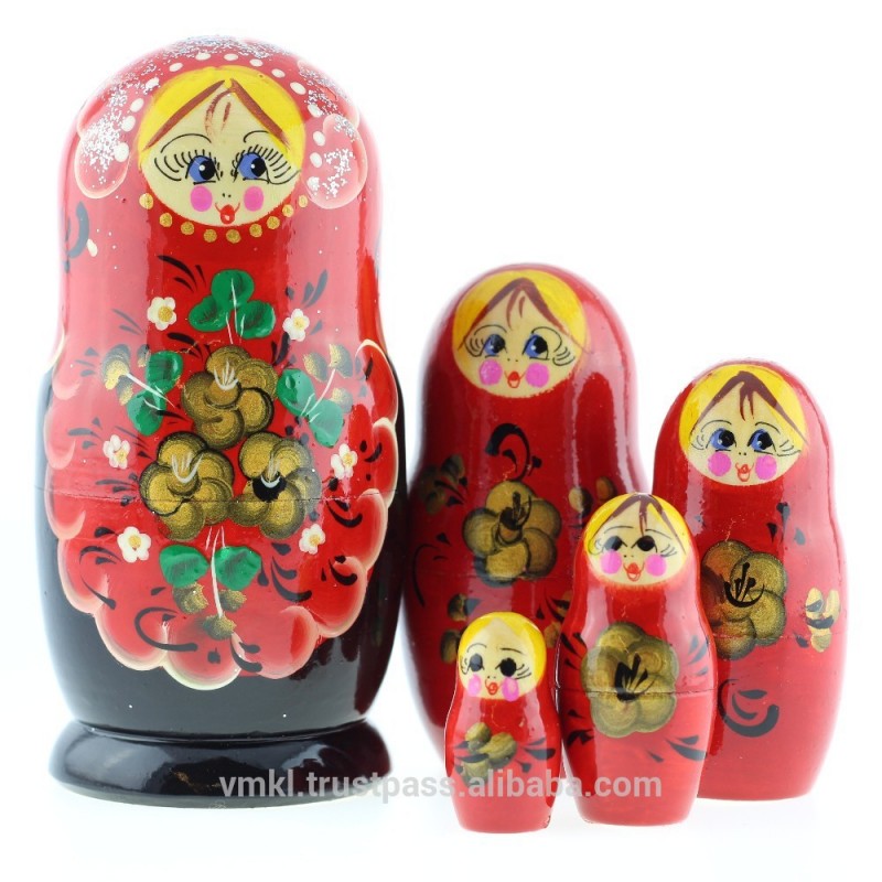 voznesenskaya入れ子人形マトリョーシカ、 5巣、 ロシアの木製入れ子人形、 ms0503rojp-民芸品問屋・仕入れ・卸・卸売り