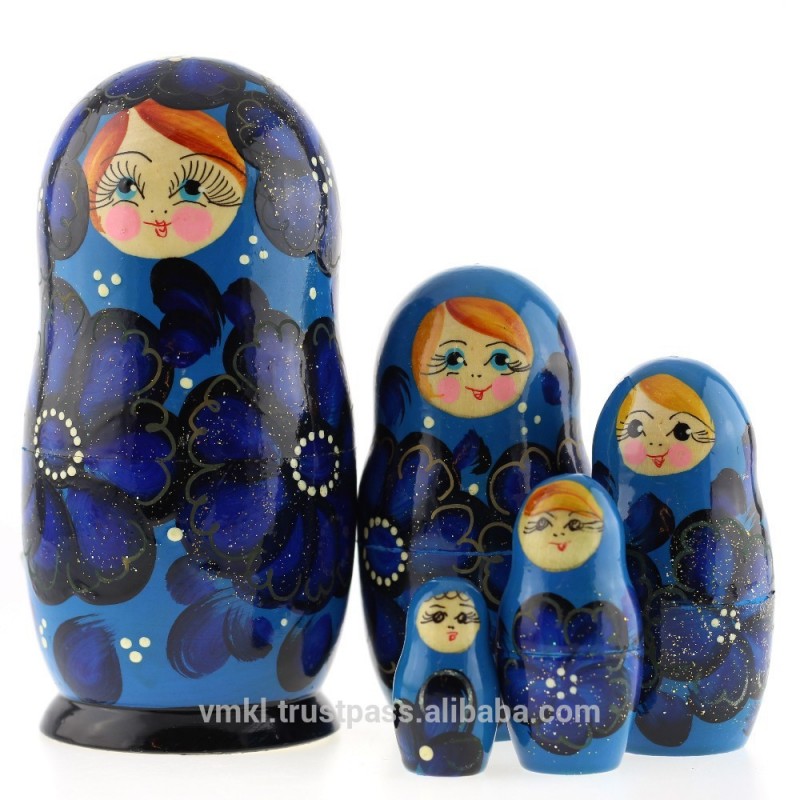 voznesenskaya入れ子人形マトリョーシカ、 5巣、 ロシアの木製入れ子人形、 ms0503vino-民芸品問屋・仕入れ・卸・卸売り
