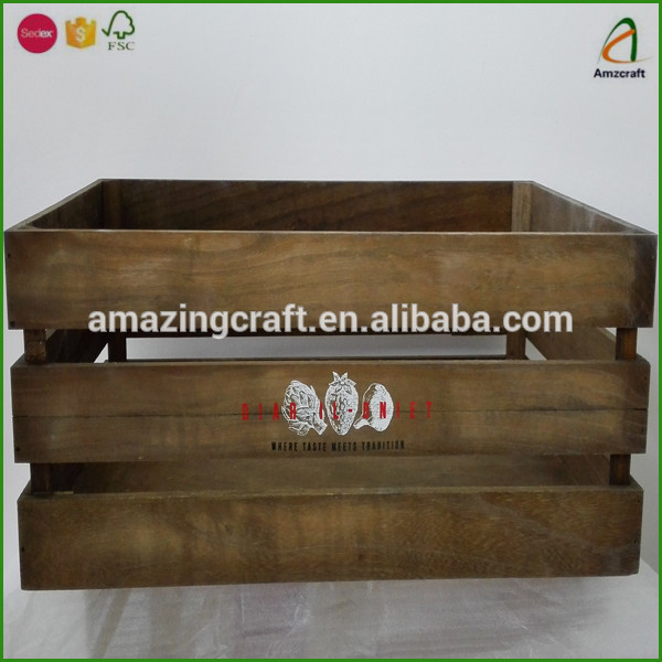素朴な木製野菜枠箱で印刷さ れ た ロゴ-問屋・仕入れ・卸・卸売り