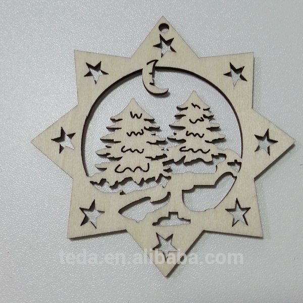 木製のクリスマス雪片の装飾レーザー切断カスタマイズされた設計-木工芸品、ウッドクラフト問屋・仕入れ・卸・卸売り