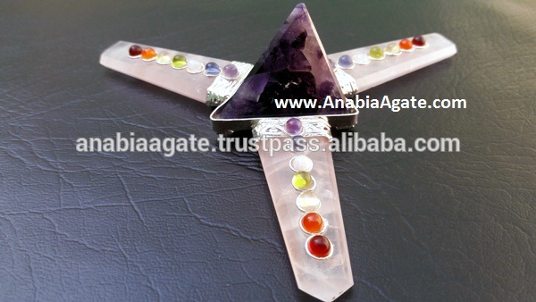 ローズクォーツフラットスティックチャクラ瑪瑙エネルギー発生器:瑪瑙アメジストtetrahedron-問屋・仕入れ・卸・卸売り