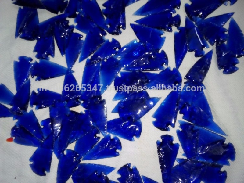 ブルー色glas矢じり:安い矢じり用販売-半貴石工芸品問屋・仕入れ・卸・卸売り