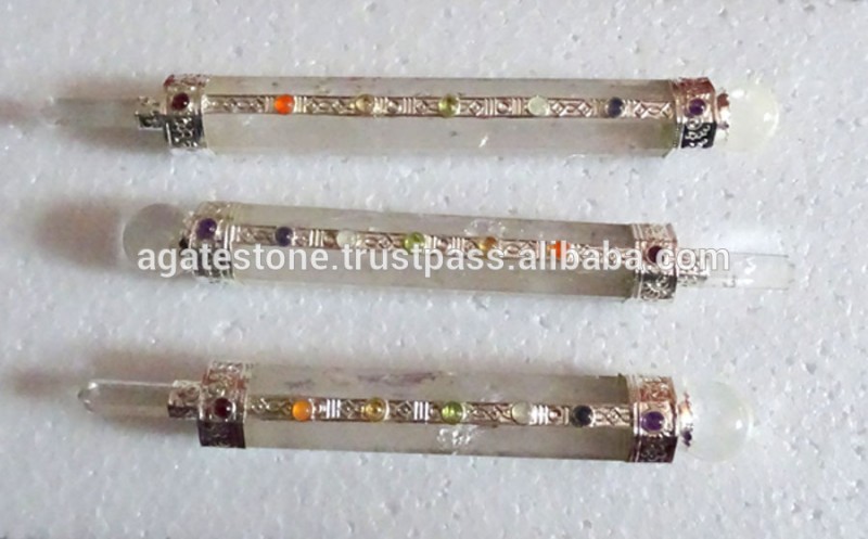 7 チャクラ クリアクリスタルクォーツ治癒は販売の ため:卸売7 チャクラ ワンド-彫刻工芸品問屋・仕入れ・卸・卸売り