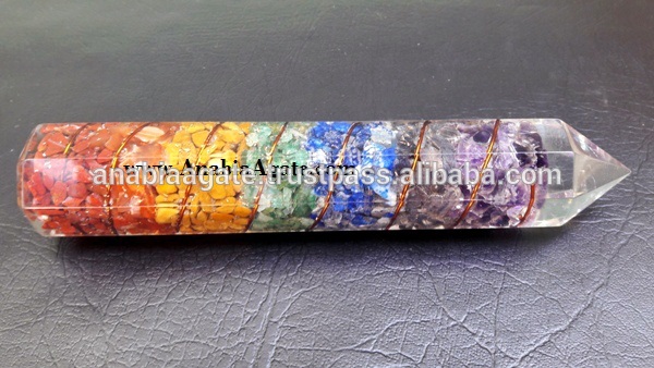 7チャクラ8ファセットorgonite halingタワー:チャクラorgone治癒製品-半貴石工芸品問屋・仕入れ・卸・卸売り