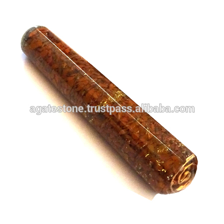 レッドジャスパーorgoneエネルギー滑らかなマッサージワンド:卸売orgonite orgoneマッサージワンド-芸術コレクター商品問屋・仕入れ・卸・卸売り