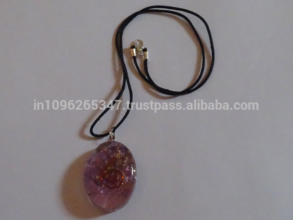 アメジストorgone ovelペンダントでコード:卸売宝石用原石アメジストorgone ovelペンダント-問屋・仕入れ・卸・卸売り