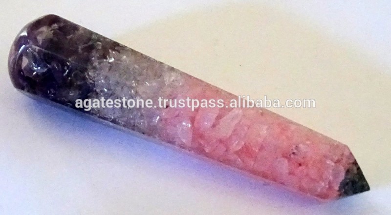 最新の到着ローズ-クリスタル-アメジスト orgone多面的な マッサージワンド:卸売orgonite ヒー リングワンドクリスタルスティック-芸術コレクター商品問屋・仕入れ・卸・卸売り