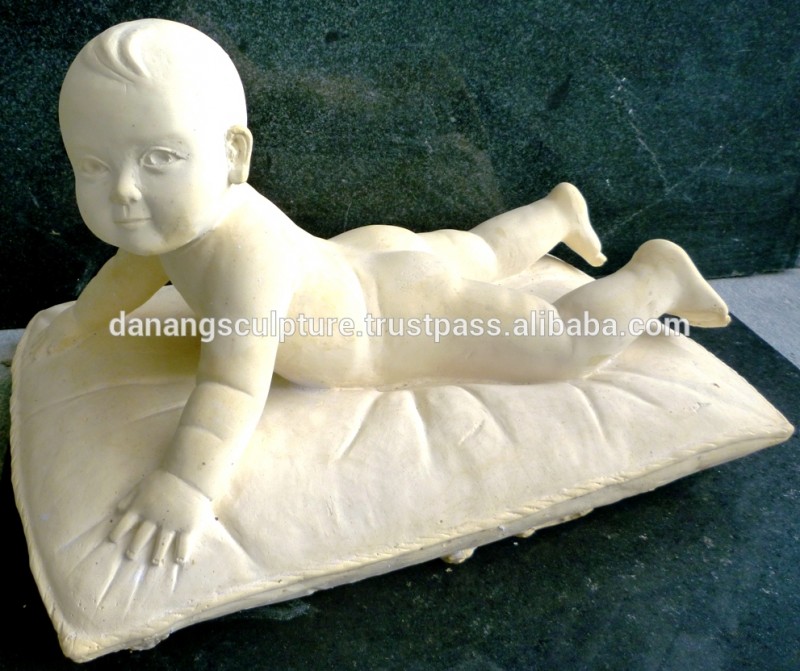 枕の上に少年dsf-eb013石像-彫刻工芸品問屋・仕入れ・卸・卸売り