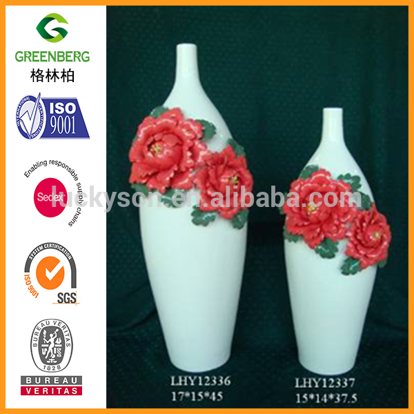 陶製の花瓶白の家の装飾-アンティーク、イミテーション工芸品問屋・仕入れ・卸・卸売り