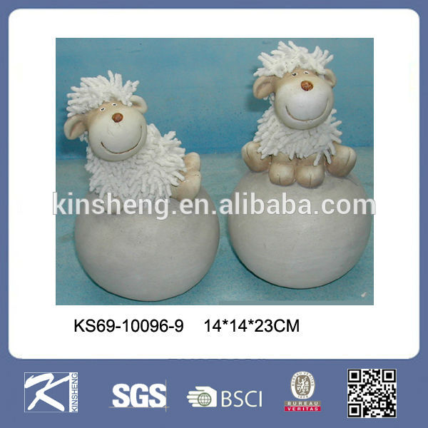 白い毛皮2015ミニセラミックの羊の装飾-民芸品問屋・仕入れ・卸・卸売り