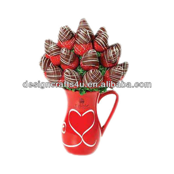 赤セラミックキャンディ食用アレンジメント花瓶-陶器、エナメル問屋・仕入れ・卸・卸売り