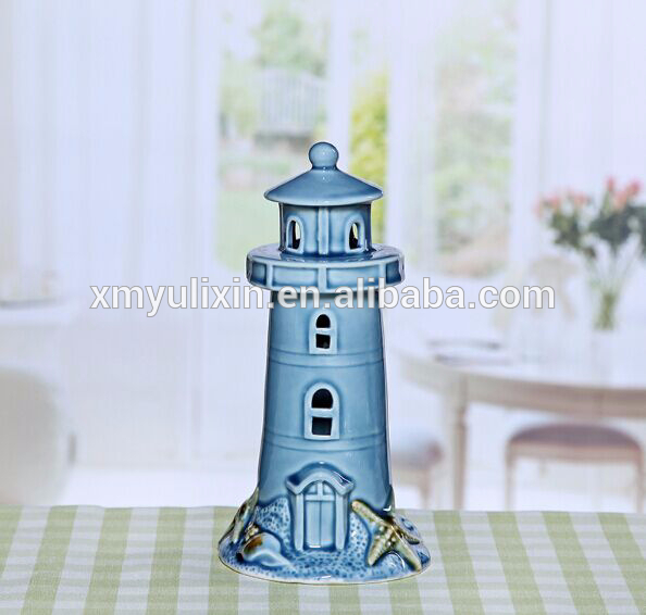 青い色のリビングルームの装飾灯台-陶器、エナメル問屋・仕入れ・卸・卸売り