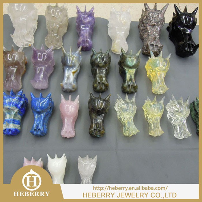 新しいファッション天然水晶竜の頭骨/卸売クオーツ龍頭の彫刻-彫刻工芸品問屋・仕入れ・卸・卸売り