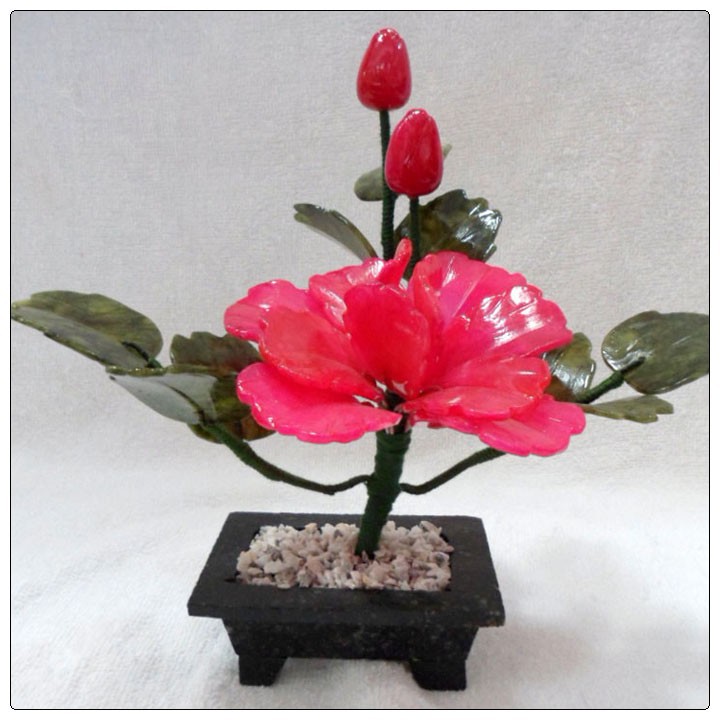 のヒスイは1色牡丹の花、 風水翡翠金のなる木-芸術コレクター商品問屋・仕入れ・卸・卸売り