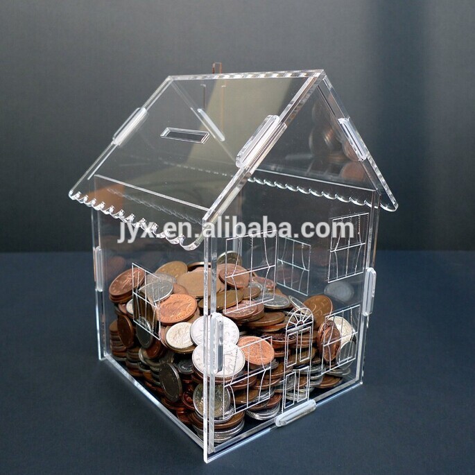 ユニークな収容された形コイン収納ボックスアクリルチャリティーボックス-貯金箱問屋・仕入れ・卸・卸売り