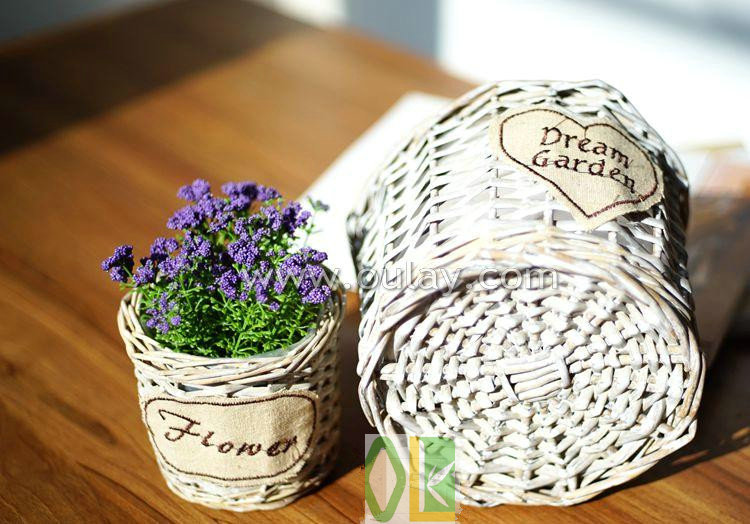 手作りの装飾的な金属のための籐のバスケットの花-竹工芸品問屋・仕入れ・卸・卸売り