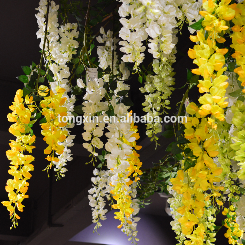 新しいデザイン3ブランチ人工的な結婚式の藤の花かご-造花問屋・仕入れ・卸・卸売り