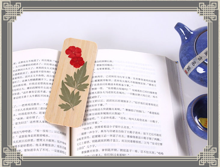 貿易保証かわいい手作りリサイクル天然竹しおり付き花エンボス-民芸品問屋・仕入れ・卸・卸売り