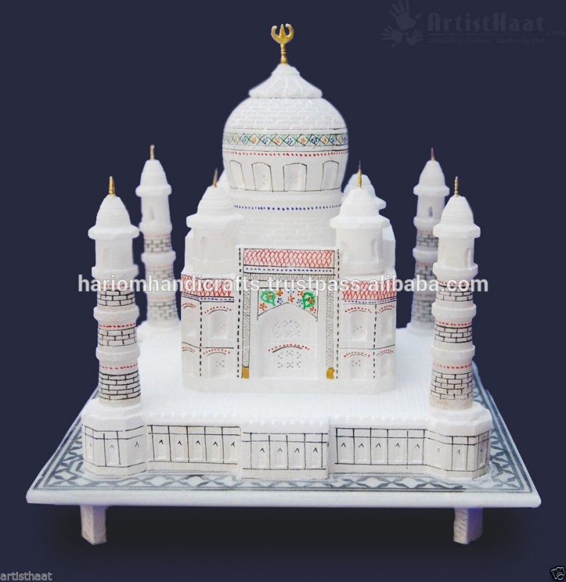 6 "× 6"インチ白大理石色タージ·マハル大理石インドタージマハルムガールkalin shahjahanフィリグリーアートバレンタインの贈り物H2403C-彫刻工芸品問屋・仕入れ・卸・卸売り
