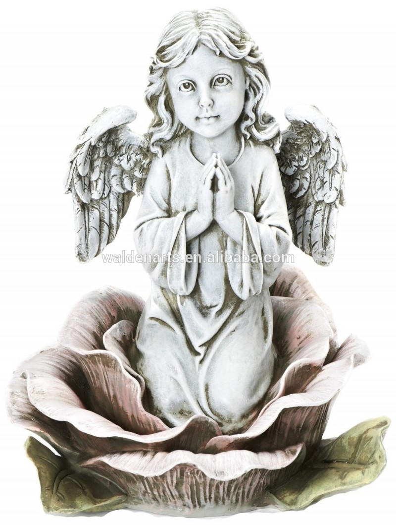 ローマ宗教祈る天使ひざまずい で ピンク ローズ屋外ガーデン像-問屋・仕入れ・卸・卸売り