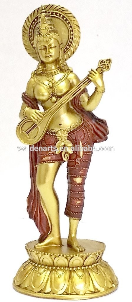 バリ チベット ヒンドゥー タイ ゴールデン サラスワティ仏像の置物彫刻-問屋・仕入れ・卸・卸売り