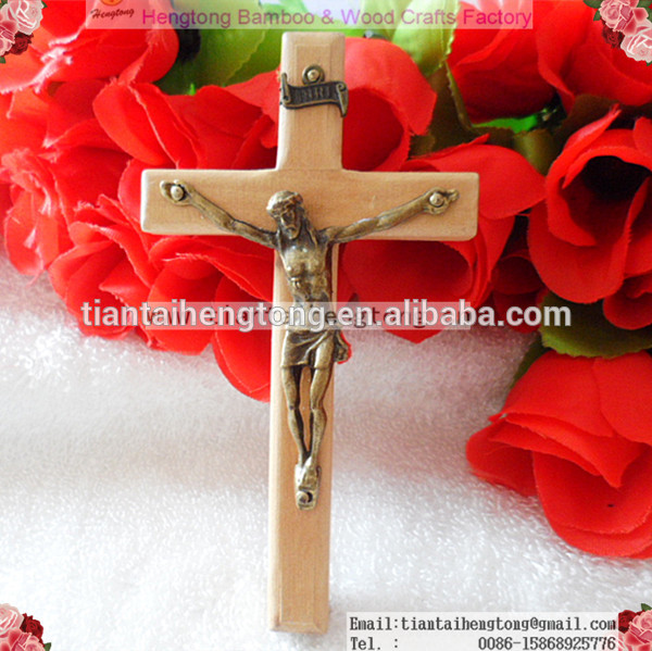 12cm宗教的な木製の十字架、 上のイエスクロス、 クロス壁クロス-木工芸品、ウッドクラフト問屋・仕入れ・卸・卸売り