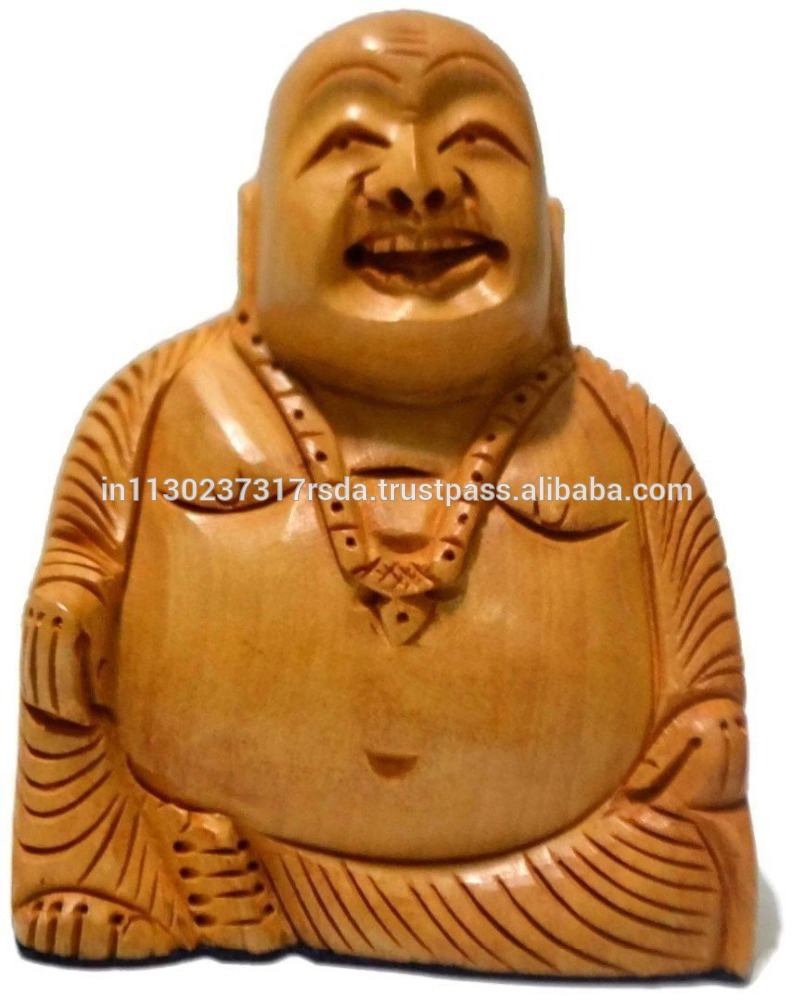 笑う仏像木製彫刻中国笑う仏教図インド手工芸品-木工芸品、ウッドクラフト問屋・仕入れ・卸・卸売り