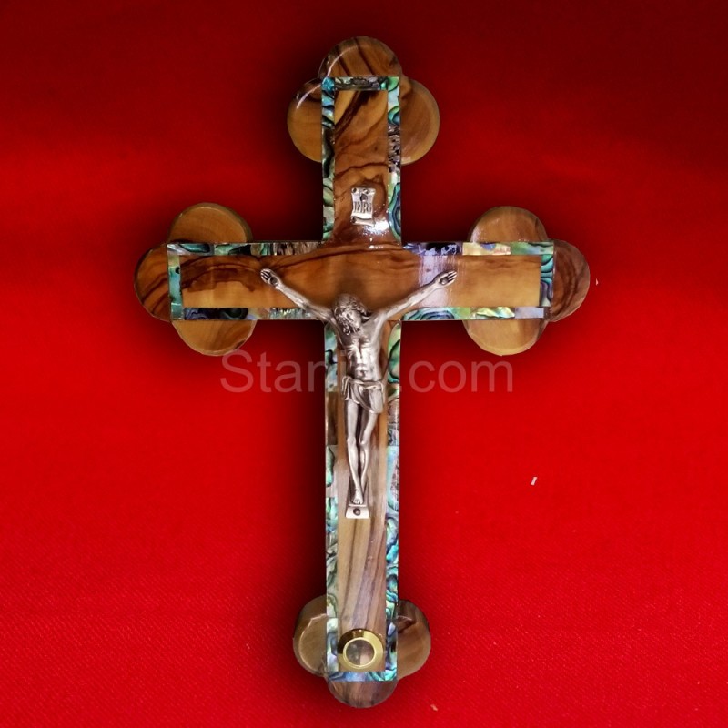 オリーブウッド手作り十字架クロス付き母の真珠のタイル20センチ-木工芸品、ウッドクラフト問屋・仕入れ・卸・卸売り