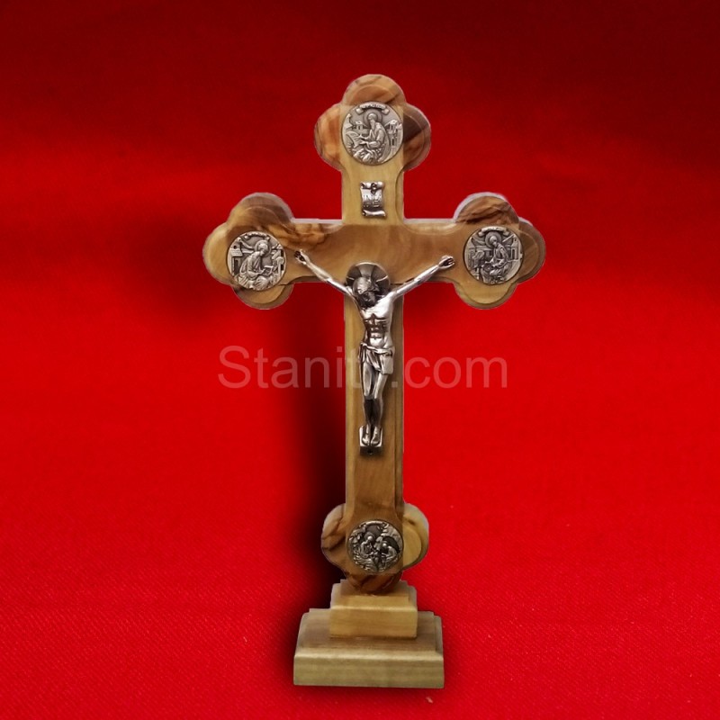 テーブル十字架クロス付き使徒のキリストプレート16センチ-木工芸品、ウッドクラフト問屋・仕入れ・卸・卸売り