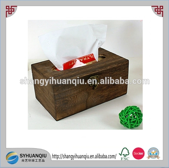 古典的な茶色の木製のティッシュボックス-民芸品問屋・仕入れ・卸・卸売り
