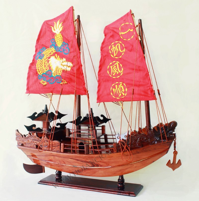 Ha長いベイジャンク刺繍帆-木製船のモデル、特別ギフト-木工芸品、ウッドクラフト問屋・仕入れ・卸・卸売り