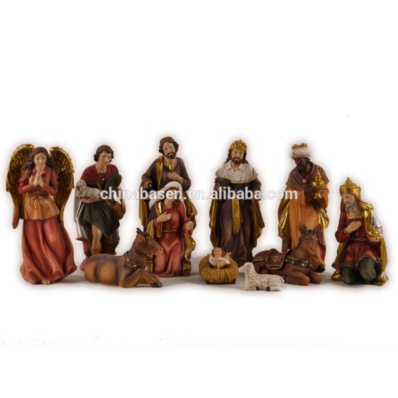 カトリックの樹脂12'' のキリスト降誕のシーン2015のための樹脂のキリスト降誕の置物-樹脂工芸品問屋・仕入れ・卸・卸売り