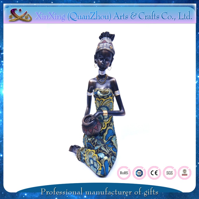 芸術家の インテリア装飾アフリカ女性ポリレジン像-樹脂工芸品問屋・仕入れ・卸・卸売り
