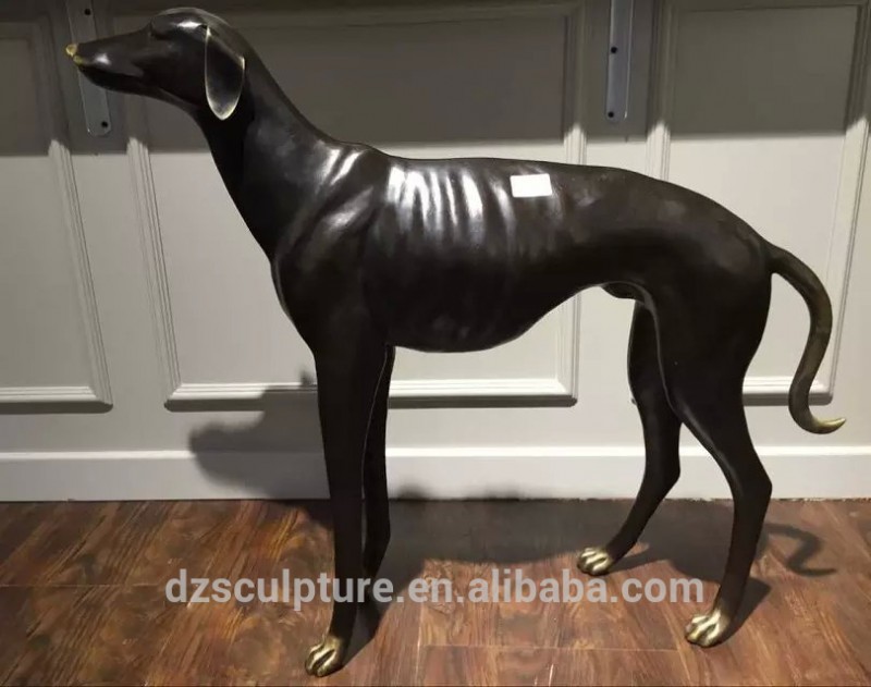 庭の装飾ライフサイズ黒グレイハウンド真鍮の犬の像-民芸品問屋・仕入れ・卸・卸売り