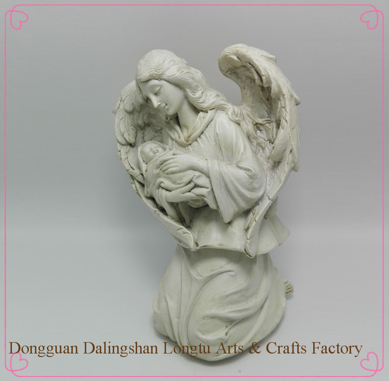 polyresinの工芸品大ウィング販売のための天使の母親は、 フィギュアが大好きです-樹脂工芸品問屋・仕入れ・卸・卸売り